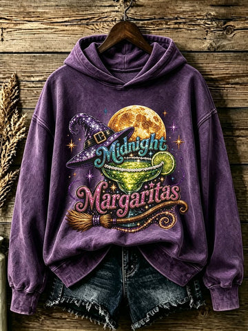 Midnight Margaritas - Halloween Witch Shirt Hooded Sweater-Myprintsy
