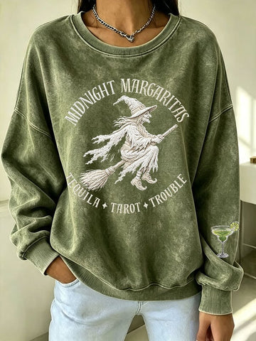 Midnight Margaritas - Halloween Witch Sweatshirt-Myprintsy