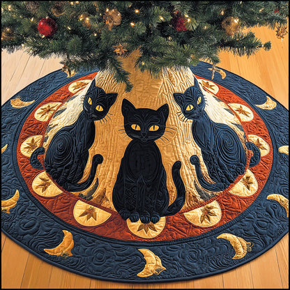 Midnight Whiskers Christmas Quilted Tree Skirt TD-Myprintsy