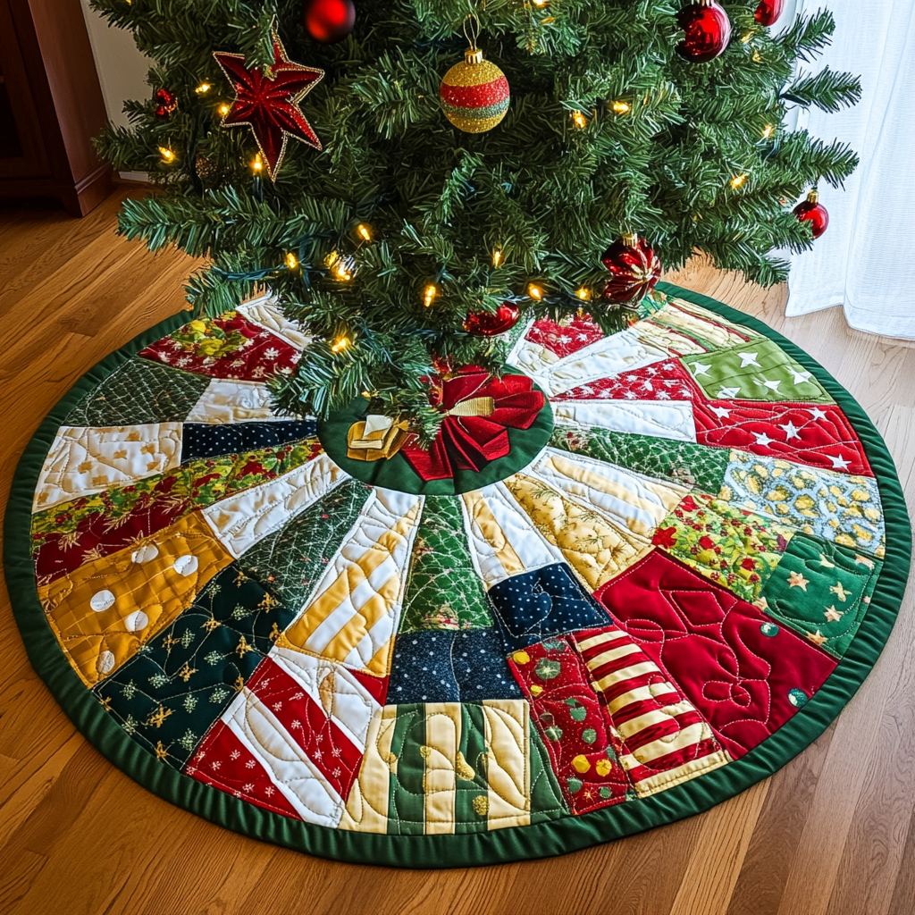 Mistletoe Magic Quilted Christmas Tree Skirt VTQ-Myprintsy