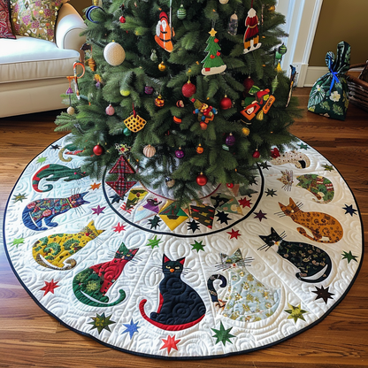Mistletoe Meows Christmas Quilted Tree Skirt-Myprintsy