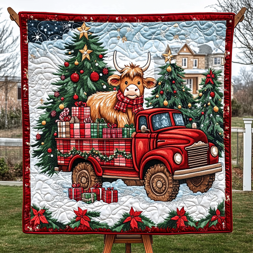 Mistletoe Moo Quilted Blanket VTQ-Myprintsy