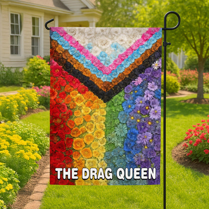 Floral Progressive Pride - Personalized Garden Flag