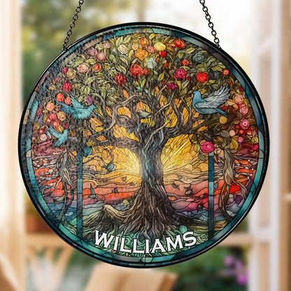 Life Of Tree - Personalized Stained Glass Hanging Suncatcher