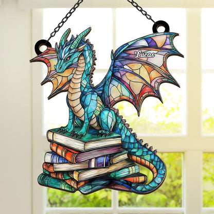 Book Dragon - Personalized Window Hanging Suncatcher