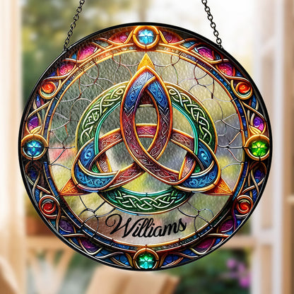 Celtic Knot Garden Suncatcher - Personalized Stained Glass Window Hanging Suncatcher