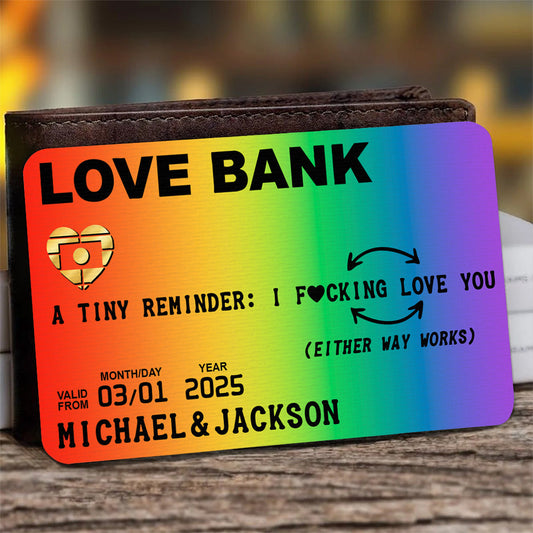 Love Bank Card, A Tiny Reminder of Your Love - Personalized Aluminum Wallet Card