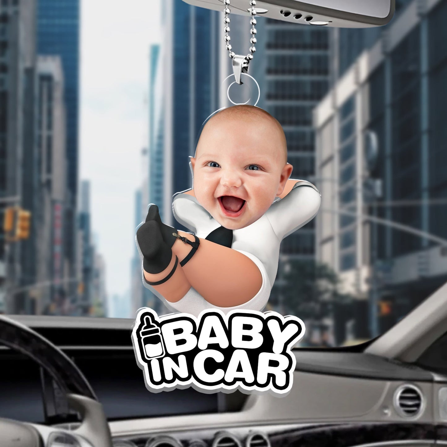 Custom Photo Baby Boss In Car - Personalized Acrylic Car Hanger