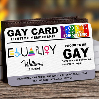 Equality Card, Lifetime Membership - Personalized Aluminum Wallet Card
