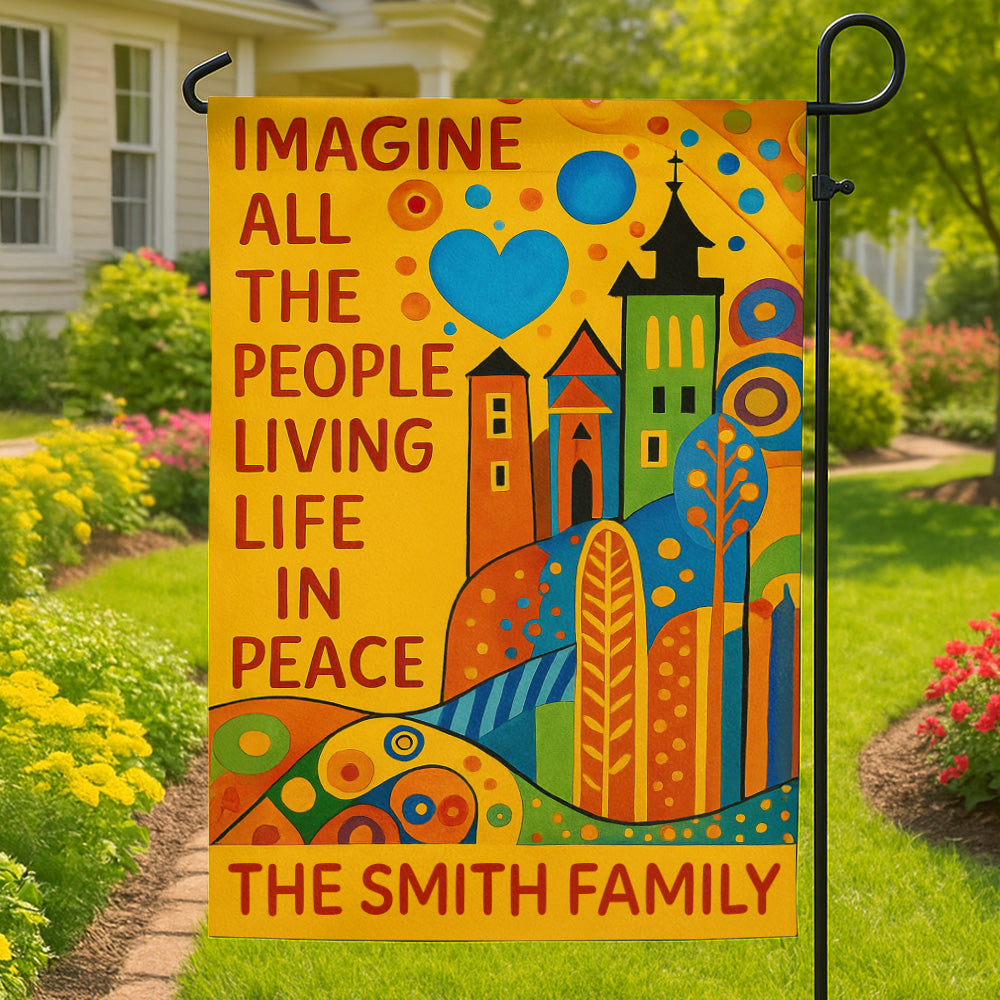 Image All The People Living Live In Peace - Personalized Garden Flag