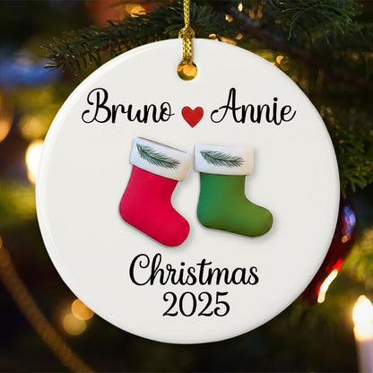 Christmas Stocking 2025 - Gift For Loved Ones - Personalized Ceramic Ornament