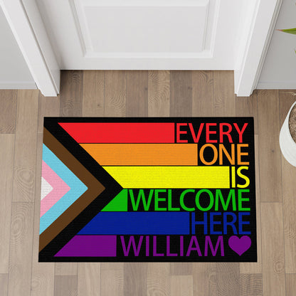 Everyone Is Welcome Here - Personalized Doormat