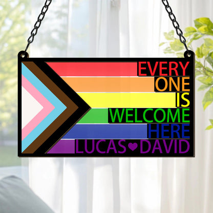 Everyone Is Welcome Here - Personalized Window Hanging Suncatcher Ornament