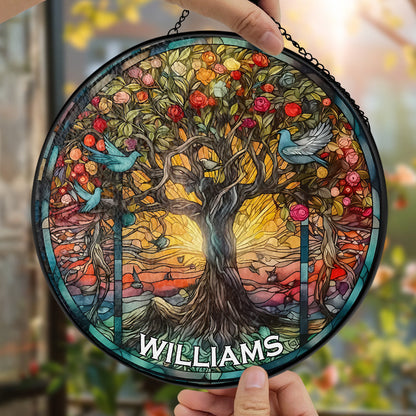 Life Of Tree - Personalized Stained Glass Hanging Suncatcher