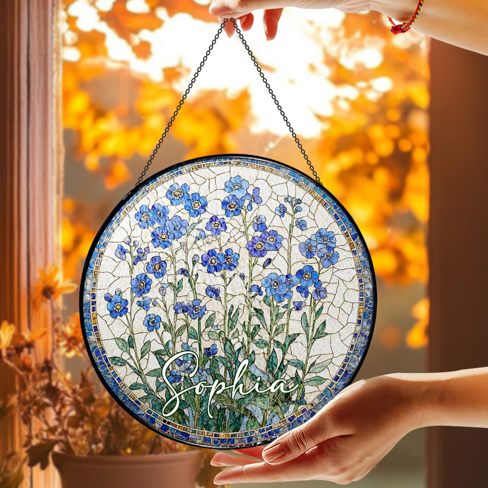 Handmade Floral, Nature Inspired Art - Personalized Stained Glass Window Hanging Suncatcher
