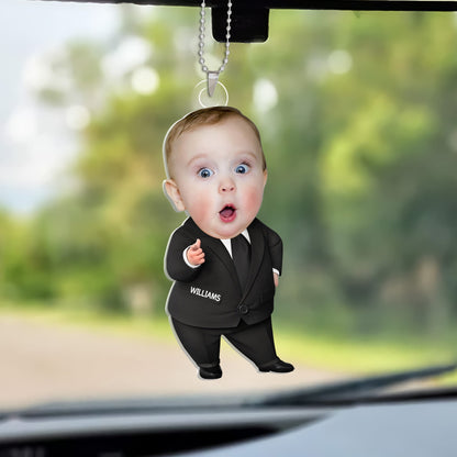 Funny Boss Baby – Suit Up Your Ride - Personalized Acrylic Car Hanger