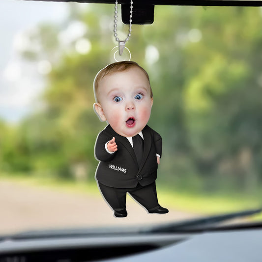 Funny Boss Baby – Suit Up Your Ride - Personalized Acrylic Car Hanger