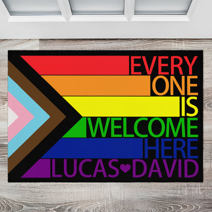 Everyone Is Welcome Here - Personalized Doormat