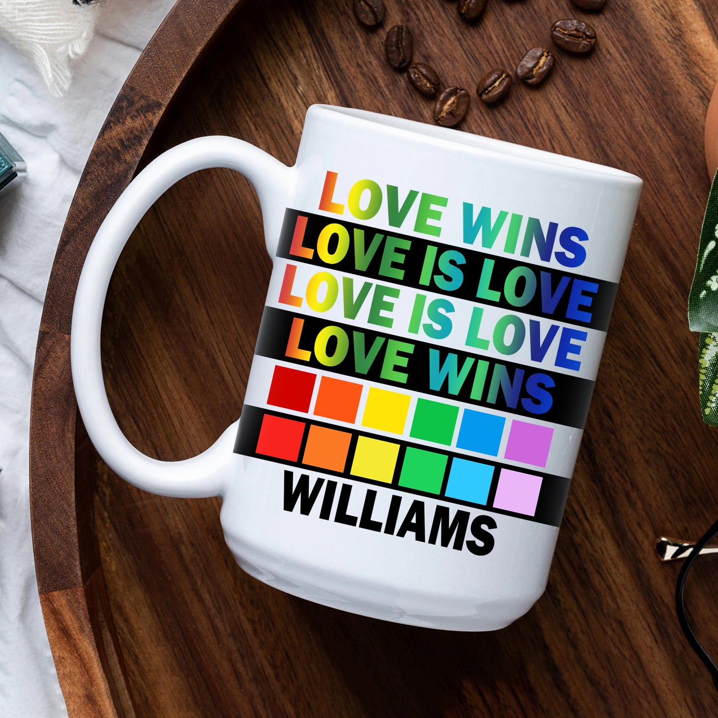 Love Wins, Love Is Love - Personalized Mug