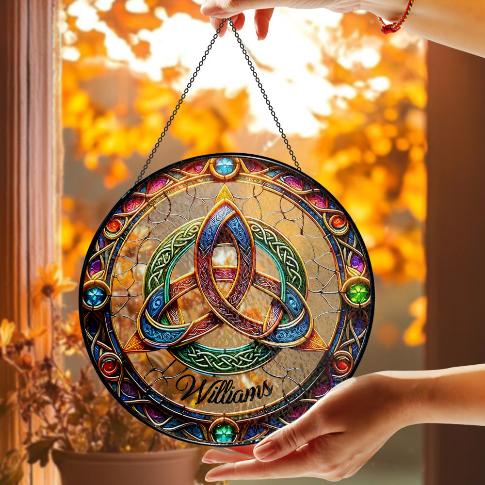 Celtic Knot Garden Suncatcher - Personalized Stained Glass Window Hanging Suncatcher