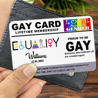 Equality Card, Lifetime Membership - Personalized Aluminum Wallet Card
