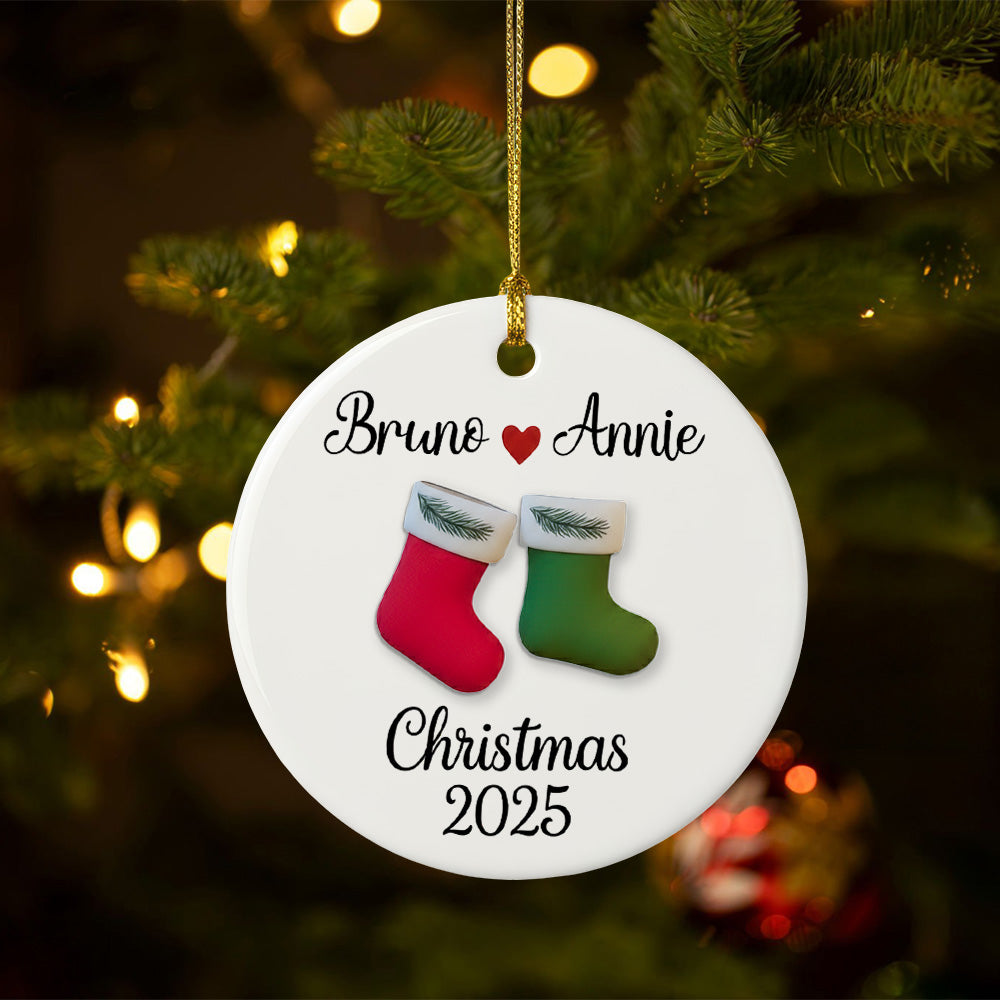 Christmas Stocking 2025 - Gift For Loved Ones - Personalized Ceramic Ornament