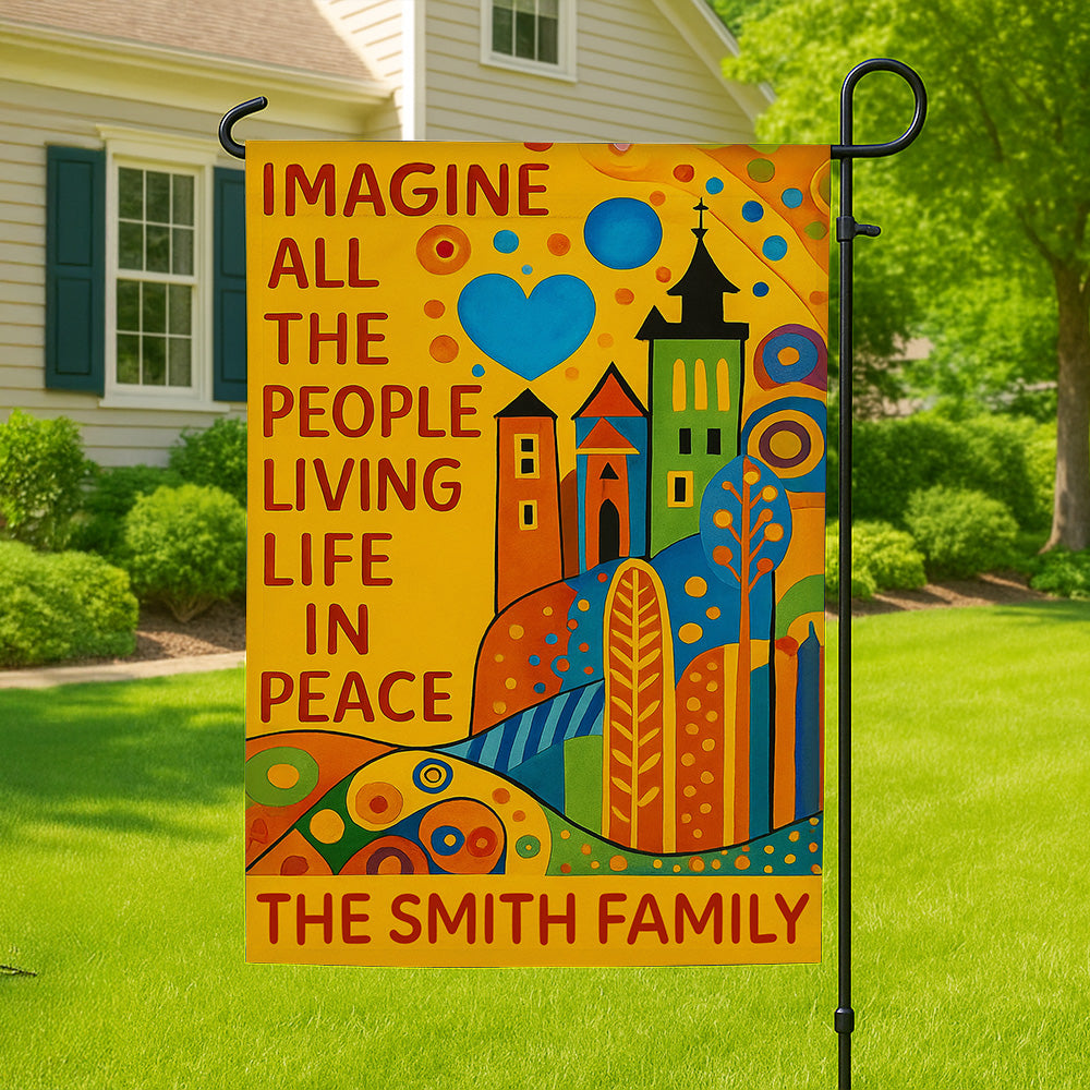 Image All The People Living Live In Peace - Personalized Garden Flag