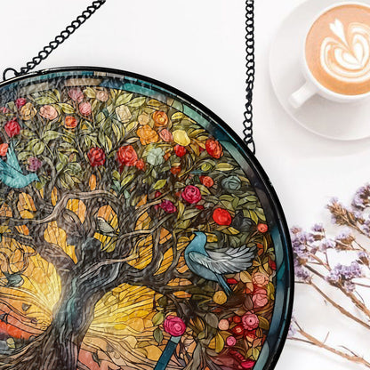 Life Of Tree - Personalized Stained Glass Hanging Suncatcher