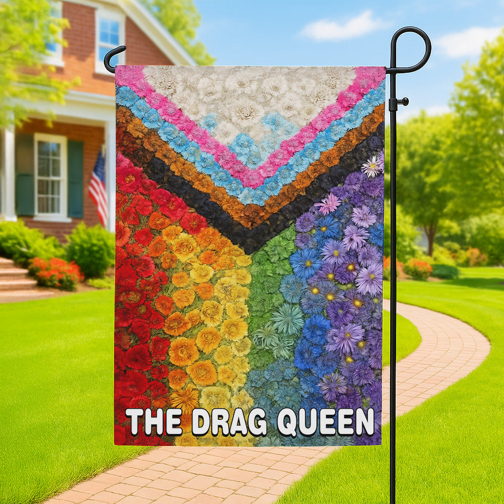 Floral Progressive Pride - Personalized Garden Flag