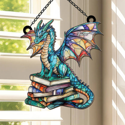 Book Dragon - Personalized Window Hanging Suncatcher
