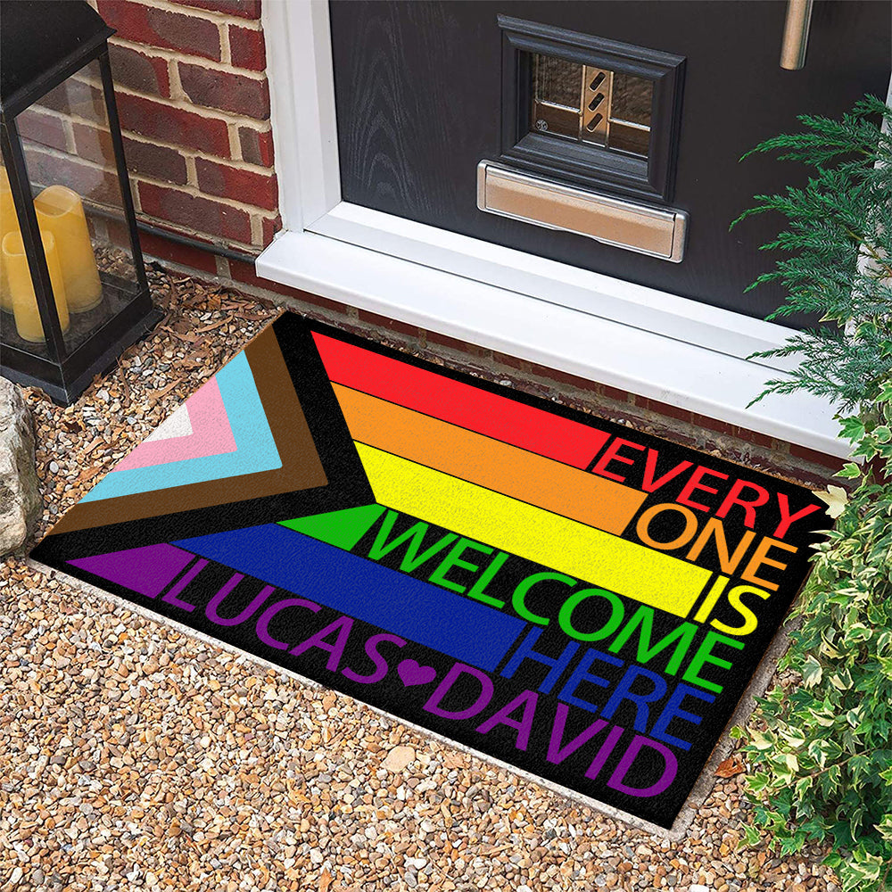Everyone Is Welcome Here - Personalized Doormat