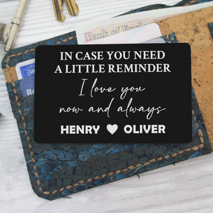 In Case You Need A Little Reminder, I Love You Now And Always - Personalized Aluminum Wallet Card