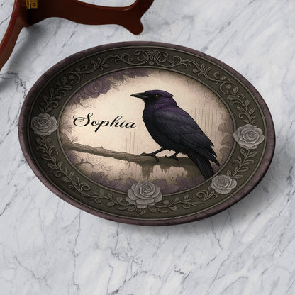 Gothic Raven - Personalized Ceramic Round Plate