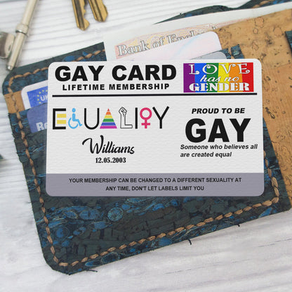 Equality Card, Lifetime Membership - Personalized Aluminum Wallet Card