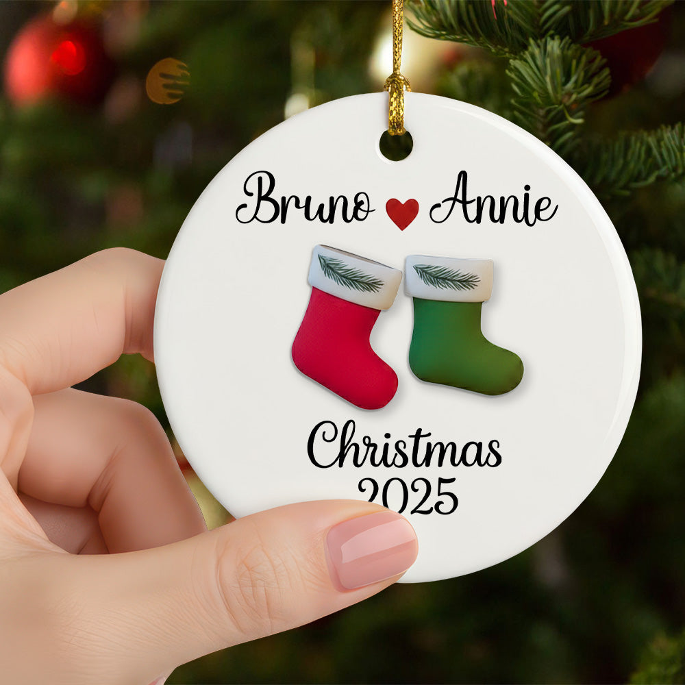 Christmas Stocking 2025 - Gift For Loved Ones - Personalized Ceramic Ornament