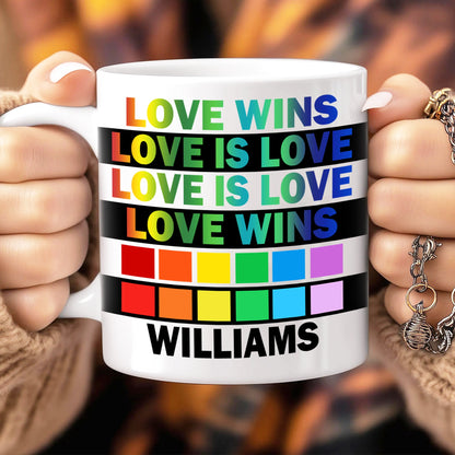Love Wins, Love Is Love - Personalized Mug