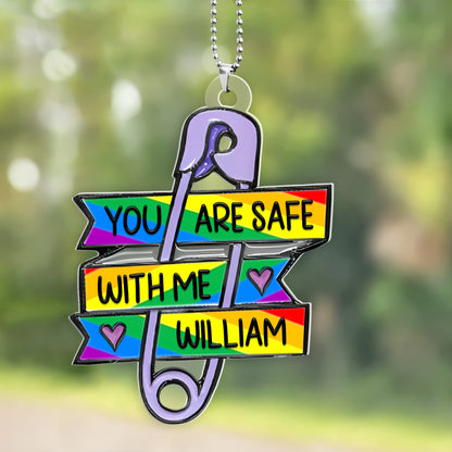 You Are Safe With Me - Personalized Rear View Mirror Accessory