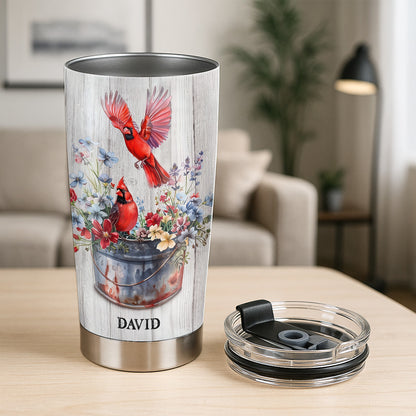 Those We Love Don't Go Away, They Fly Beside Us Everyday - Personalized Cardinal Tumbler Cup