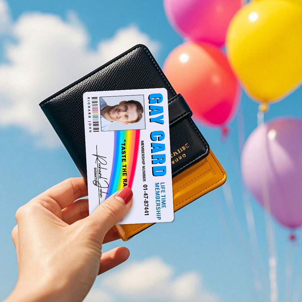 Gay Card, Lifetime Membership Rainbow - Personalized Aluminum Wallet Card