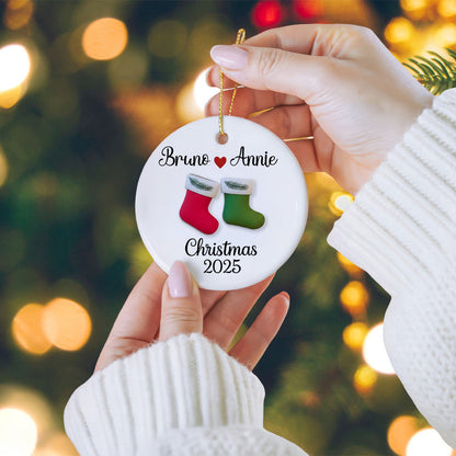 Christmas Stocking 2025 - Gift For Loved Ones - Personalized Ceramic Ornament