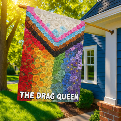 Floral Progressive Pride - Personalized Garden Flag