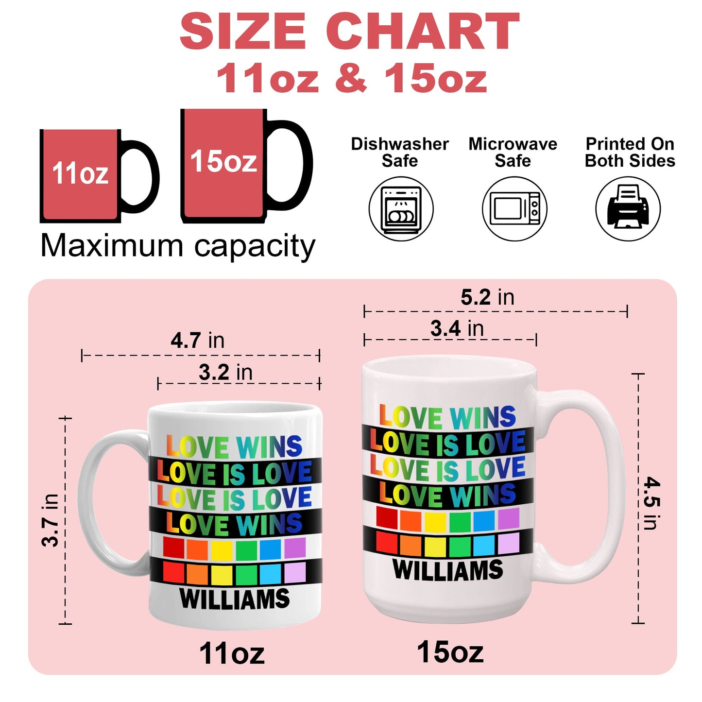 Love Wins, Love Is Love - Personalized Mug