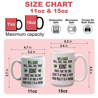Roll Your Joint, Twist It At The End, Light It Up, Take A Puff, Then Pass it To A Friend - Personalized Accent Mug