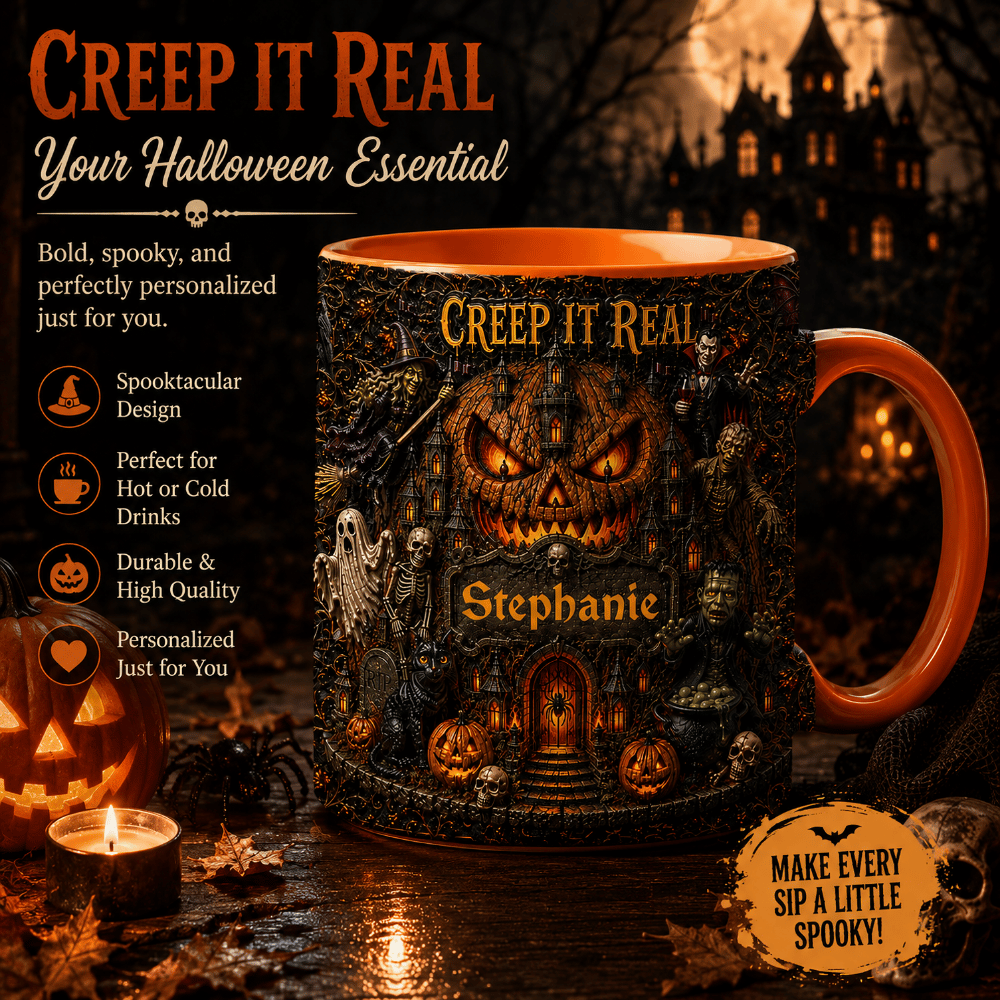 Creep It Real - Personalized Accent Mug - Gift For Halloween