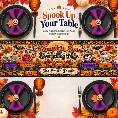 Pumpkin Spice & Everything Nice - Personalized Halloween Table Runner