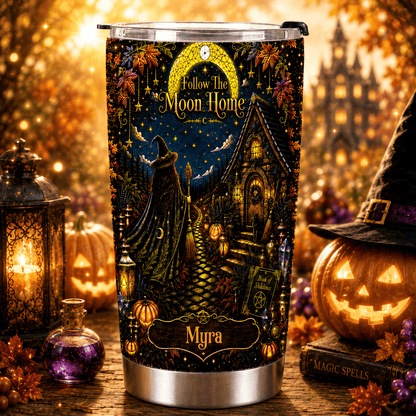 Follow The Moon Home - Personalized Witchcraft Tumbler Cup