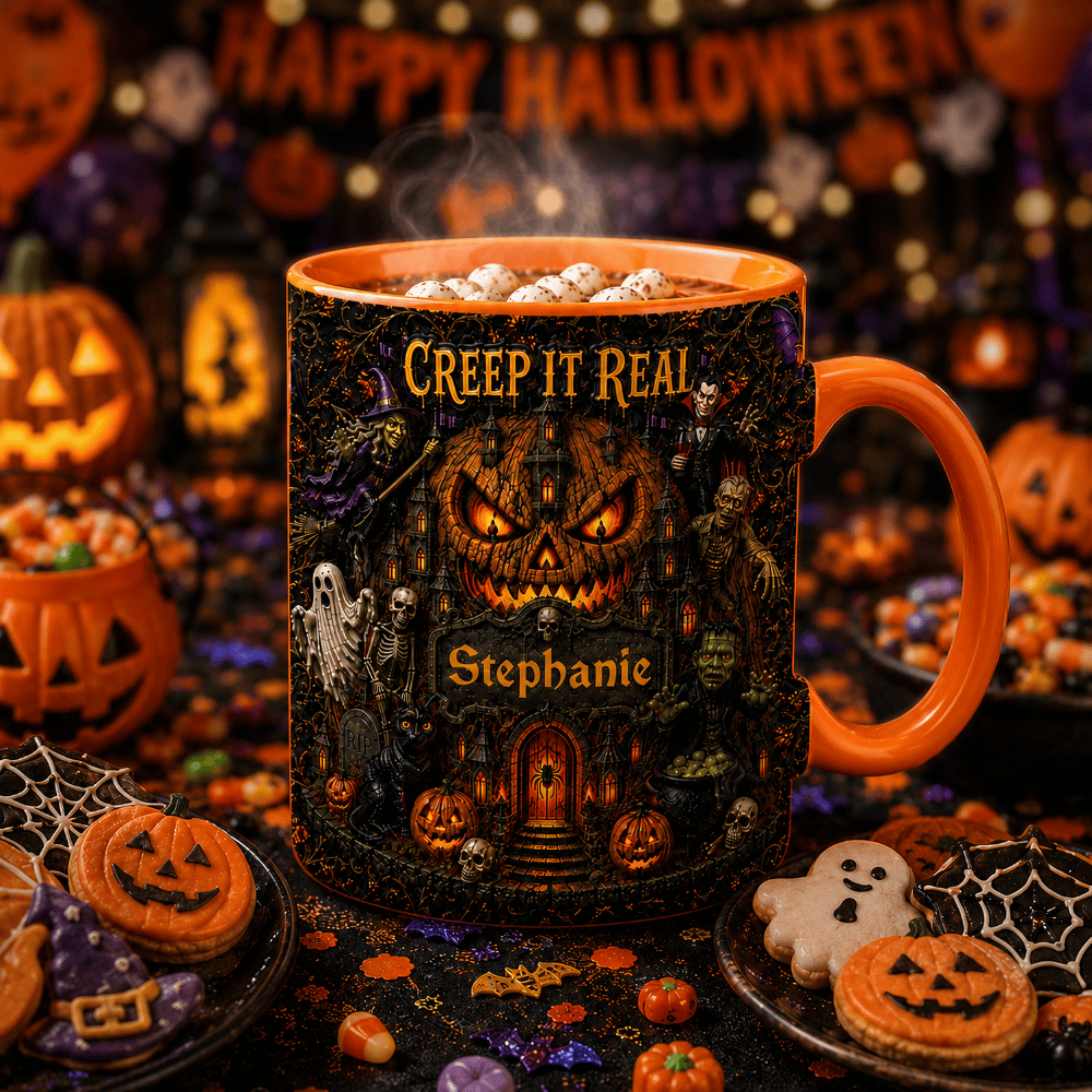 Creep It Real - Personalized Accent Mug - Gift For Halloween