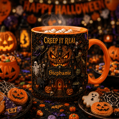 Creep It Real - Personalized Accent Mug - Gift For Halloween