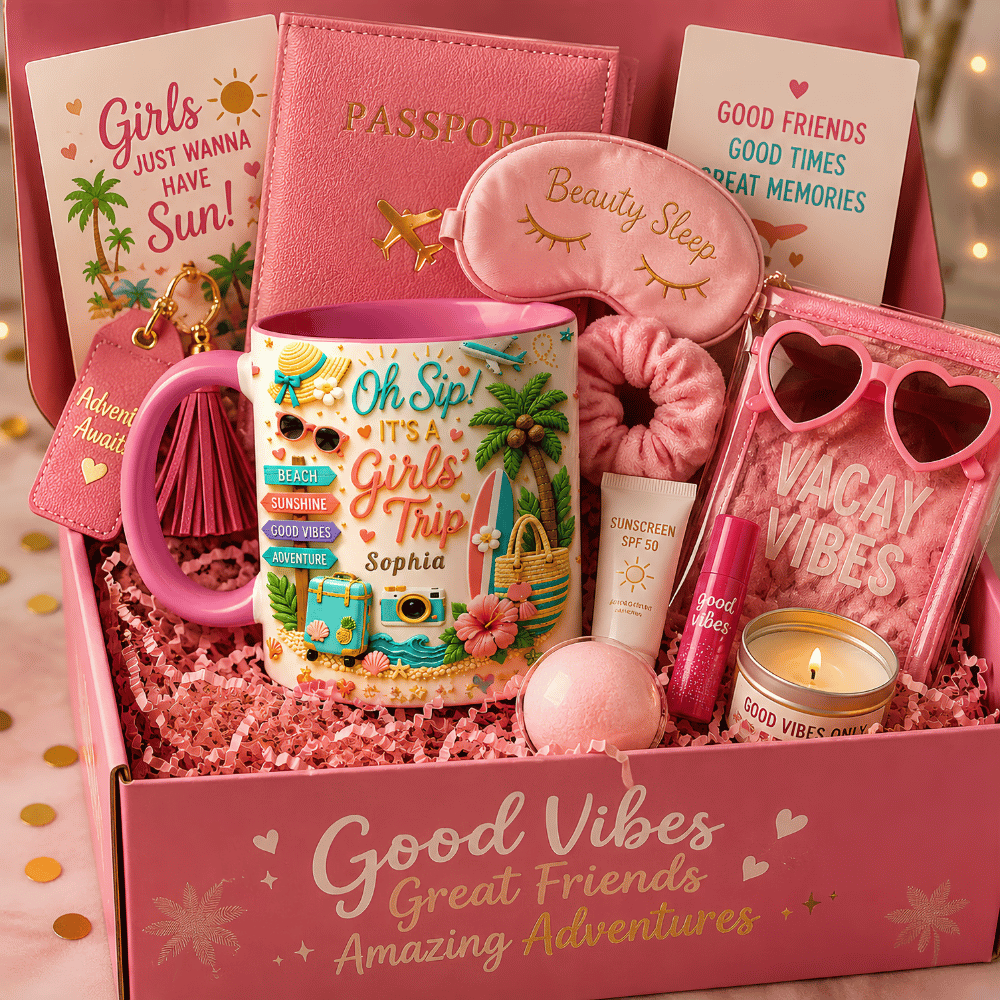 Oh Sip! It's a Girls' Trip - Personalized Girls' Trip Accent Mug - Gifts For Girls Trip