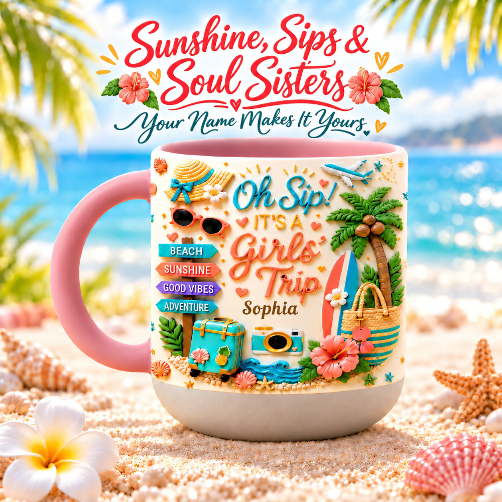 Oh Sip! It's a Girls' Trip - Personalized Pottery Mug - Girls Trip Gifts
